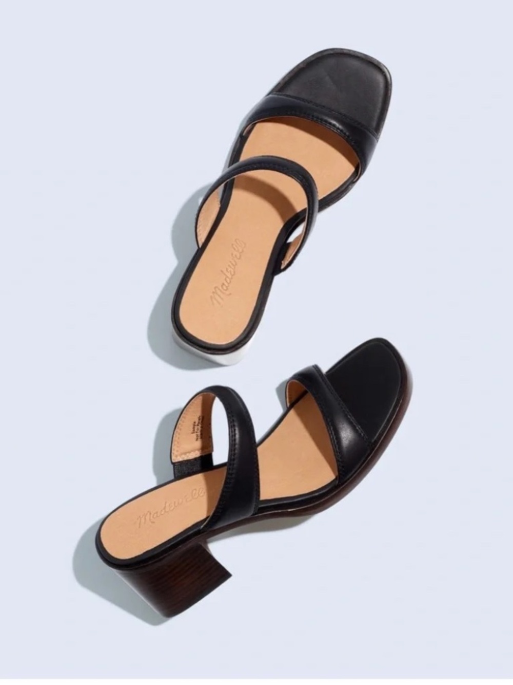 Madewell The Saige Double-Strap Sandal in Black Leather NEW size 8